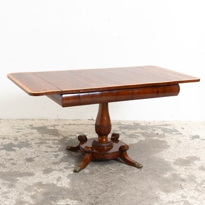 Lot 2 - English Burlwood Drop-Leaf Pedestal Table