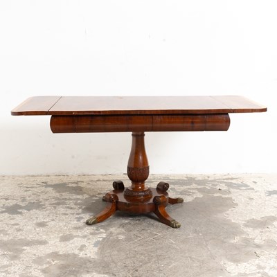Lot 2 - English Burlwood Drop-Leaf Pedestal Table