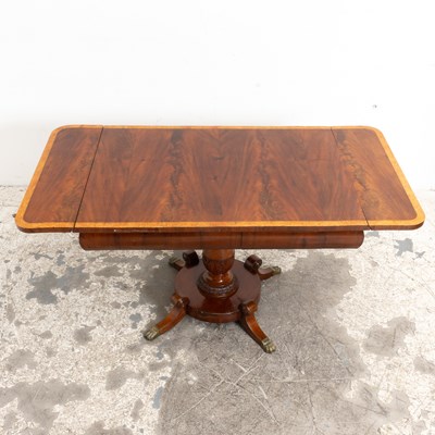 Lot 2 - English Burlwood Drop-Leaf Pedestal Table