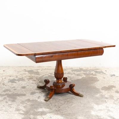 Lot 2 - English Burlwood Drop-Leaf Pedestal Table