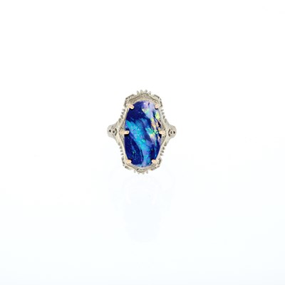 Lot 1045 - Two-Color Gold and Black Opal Ring