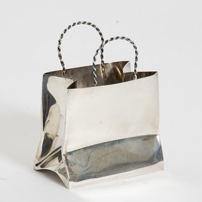 Lot 267 - Cartier Sterling Silver Handmade Miniature Shopping Bag