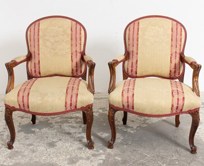 Lot 298 - Pair of Louis XV Style Upholstered Fauteuils