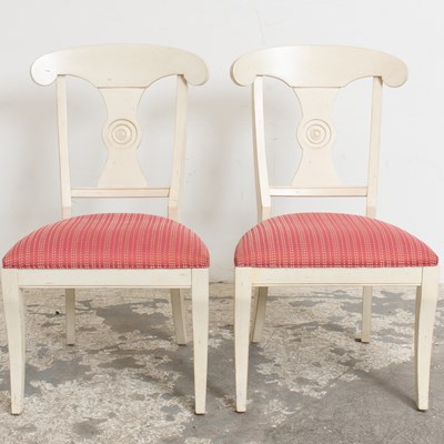 Lot 297 - Pair of Neoclassical Style White Painted Side Chairs