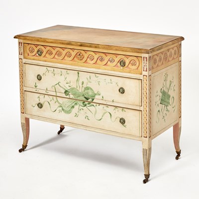 Lot 254 - Louis XVI Style Painted Tromp L'Oeil Chest of Drawers