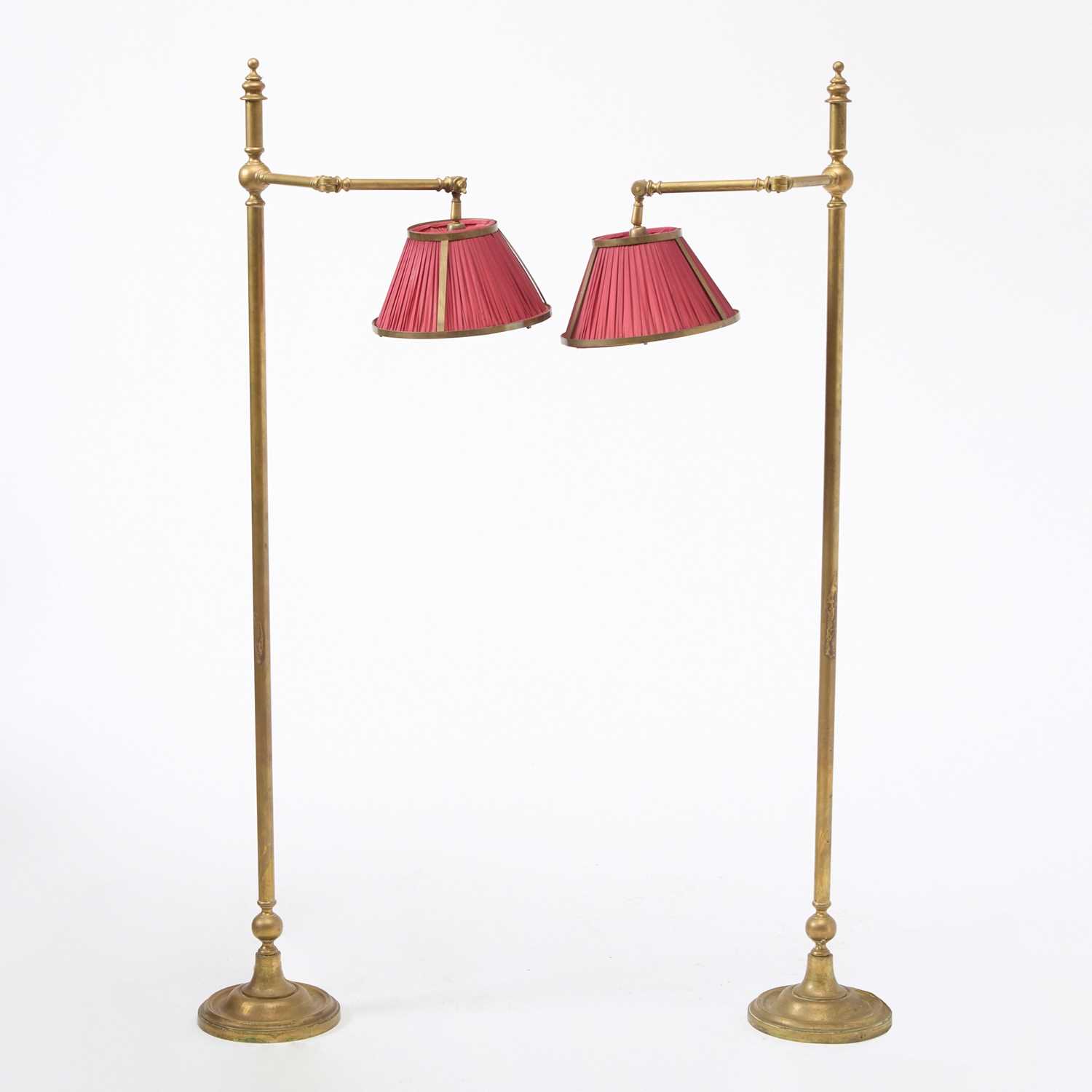 Lot 247 - Pair of Adjustable Brass Floor Lamps