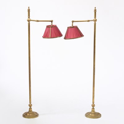 Lot 247 - Pair of Adjustable Brass Floor Lamps