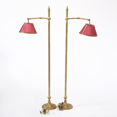 Lot 247 - Pair of Adjustable Brass Floor Lamps