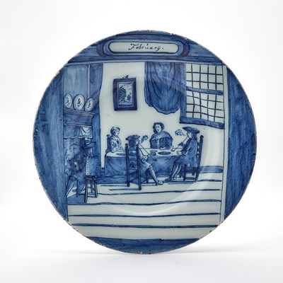 Lot 262 - Dutch Delft Blue and White Faience Month Plate