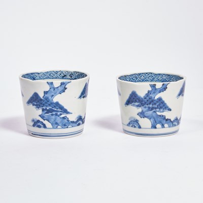 Lot 292 - A Pair of Japanese Blue and White Porcelain Cups