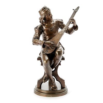 Lot 189 - Patinated Bronze Figure Entitled "Oysel le Troubadour"