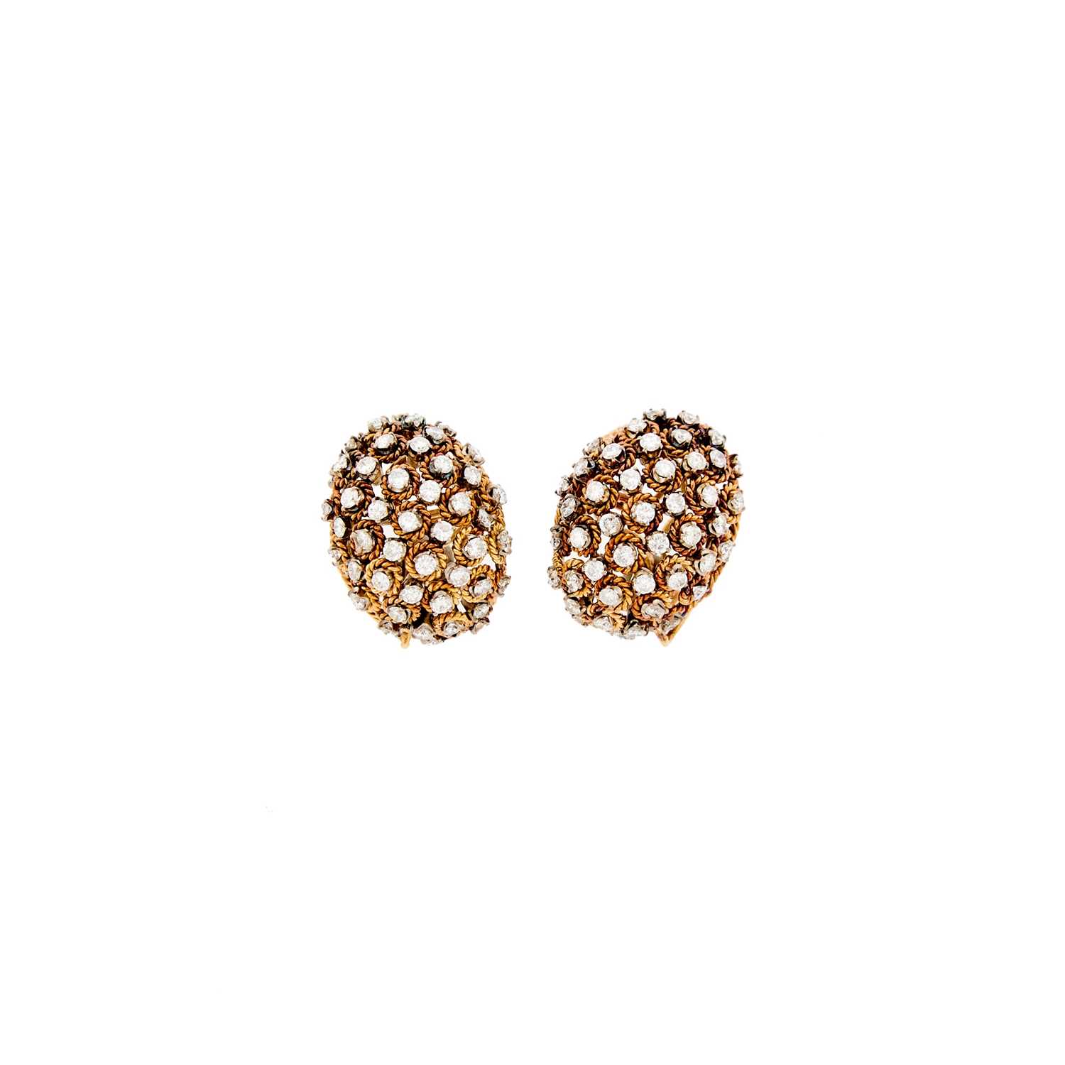 Lot 2247 - Pair of Gold and Diamond Earclips