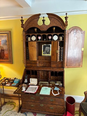 Lot George I Walnut Bureau Cabinet, in the manner of James Moore