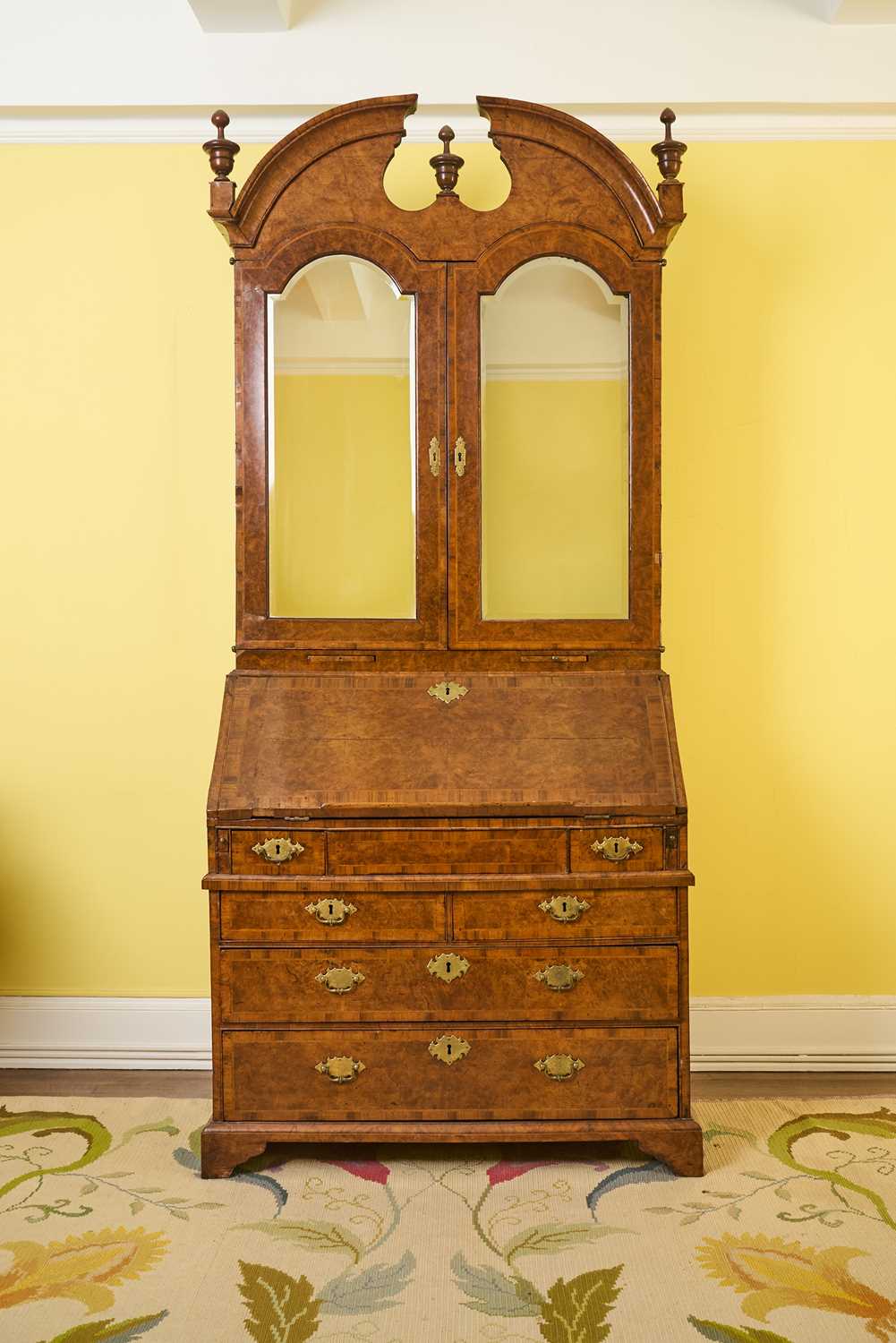 Lot George I Walnut Bureau Cabinet, in the manner of James Moore