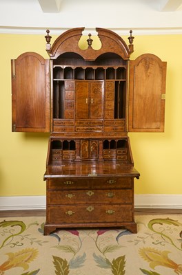 Lot George I Walnut Bureau Cabinet, in the manner of James Moore