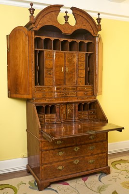 Lot George I Walnut Bureau Cabinet, in the manner of James Moore