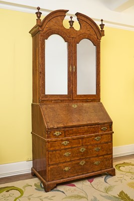 Lot George I Walnut Bureau Cabinet, in the manner of James Moore