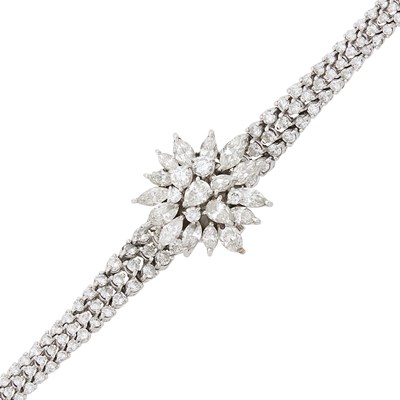 Lot 1089 - Mathey Tissot White Gold and Diamond Bracelet-Watch