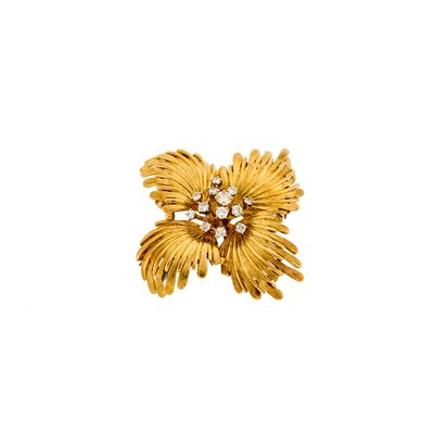 Lot 1179 - Gold and Diamond Flower Brooch