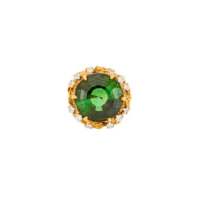 Lot 1191 - Gold, Tourmaline and Diamond Ring