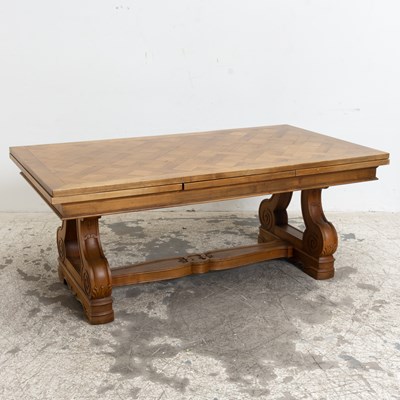 Lot 309 - Parquetry Inlaid Fruitwood Refectory Table