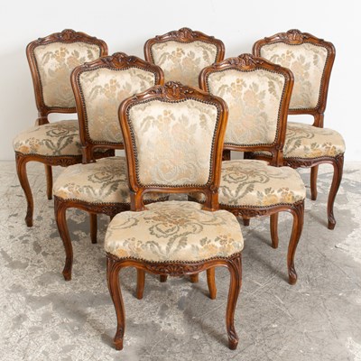 Lot 311 - Set of Six Louis XV Style Upholstered Side Chairs