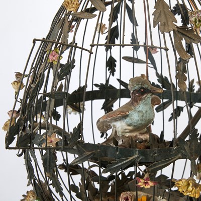 Lot 254 - French Porcelain Mounted Tôle Peinte Birdcage Chandelier