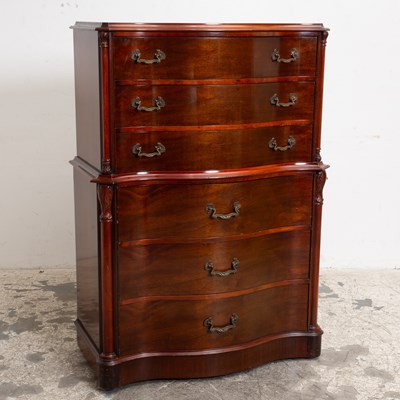 Lot 164 - Mahogany Bow Front Chest on Chest