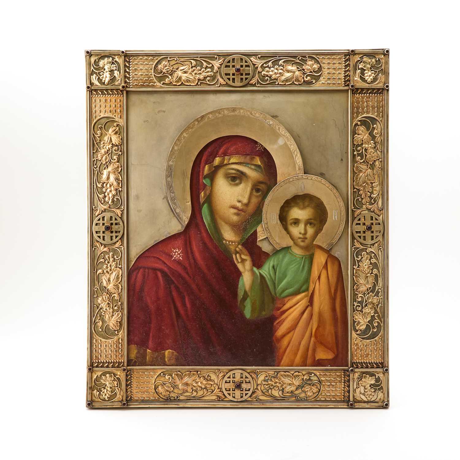 Lot 72 - Russian Silver-Gilt Icon of the Mother of God of Kazan