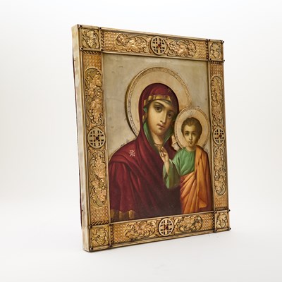 Lot 72 - Russian Silver-Gilt Icon of the Mother of God of Kazan
