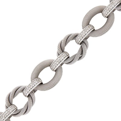 Lot 39 - White Gold and Diamond Link Bracelet