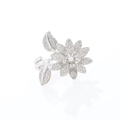 Lot 2106 - White Gold and Diamond Flower Ring