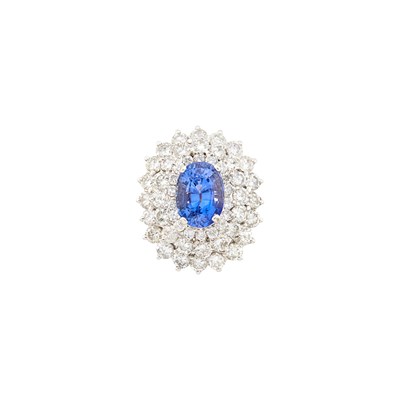 Lot 1168 - White Gold, Sapphire and Diamond Ring