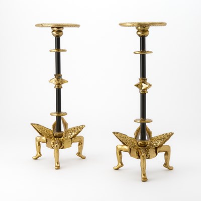 Lot 205 - Pair of Michael Aram "Achilles" Metal Candlesticks