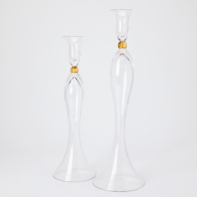 Lot 193 - Pair of Rogaska Blown Glass Candlesticks