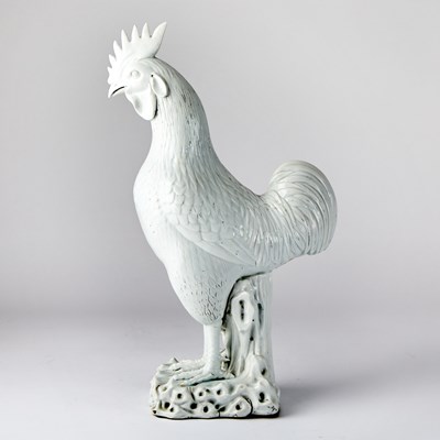 Lot 254 - A Pair of Chinese White Glazed Porcelain Cockerels