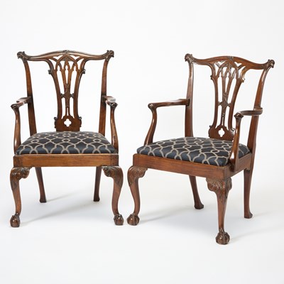 Lot 3127 - Pair of George III Mahogany Armchairs