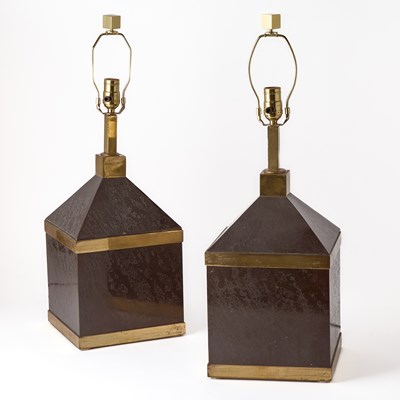 Lot 302 - Pair of Bronze and Brass Lamps