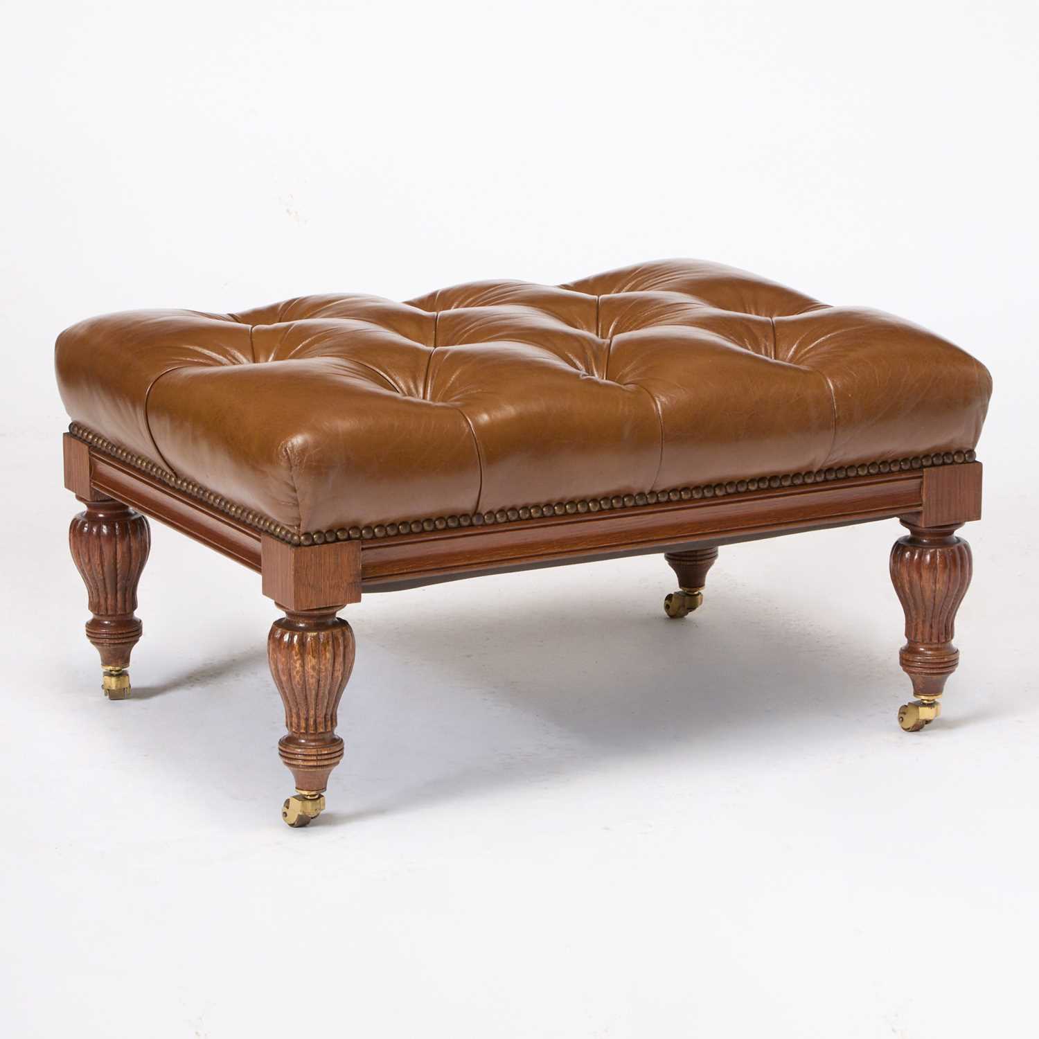 Lot 188 - Regency Style Faux Leather Upholstered Mahogany Ottoman