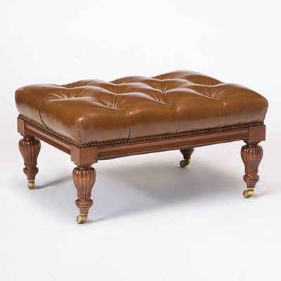 Lot 188 - Regency Style Leather Upholstered Mahogany Ottoman