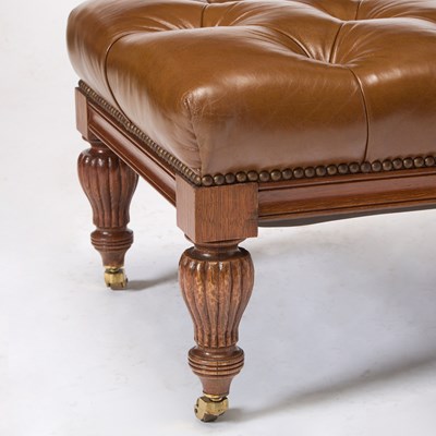 Lot 188 - Regency Style Faux Leather Upholstered Mahogany Ottoman