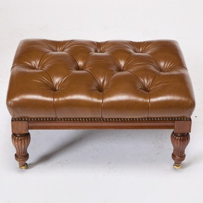Lot 188 - Regency Style Faux Leather Upholstered Mahogany Ottoman