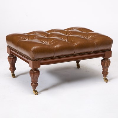 Lot 188 - Regency Style Faux Leather Upholstered Mahogany Ottoman
