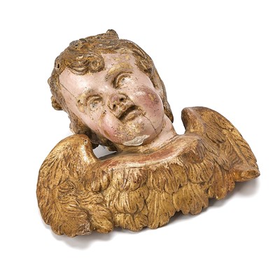 Lot 710 - German Baroque Painted and Parcel-Gilt Wall Carving