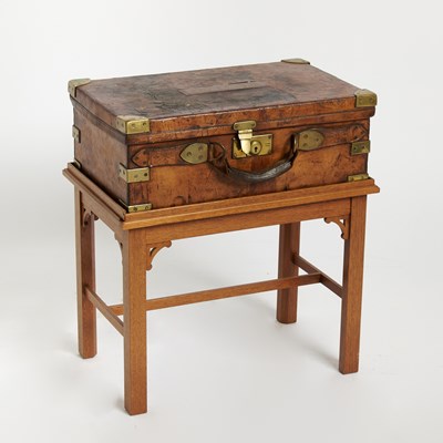 Lot 550 - Victorian Brass-Mounted Leather Case on Later Stand