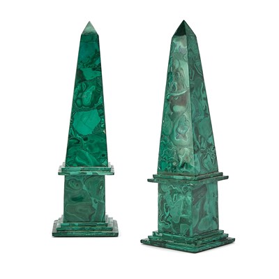 Lot 623 - Pair of Malachite Obelisks