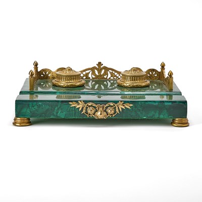 Lot 192 - Malachite and Gilt Bronze Inkstand