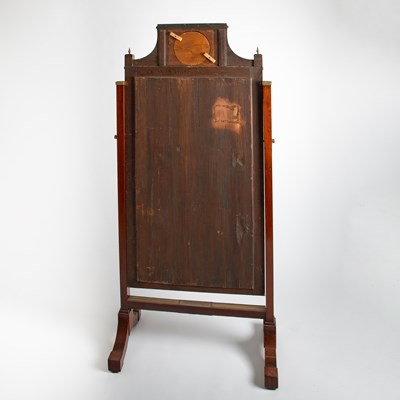 Lot Imperial Russian Brass-Inlaid Mahogany and Verre Églomise Cheval Mirror