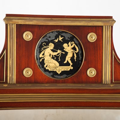 Lot Imperial Russian Brass-Inlaid Mahogany and Verre Églomise Cheval Mirror