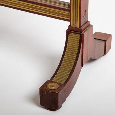 Lot Imperial Russian Brass-Inlaid Mahogany and Verre Églomise Cheval Mirror